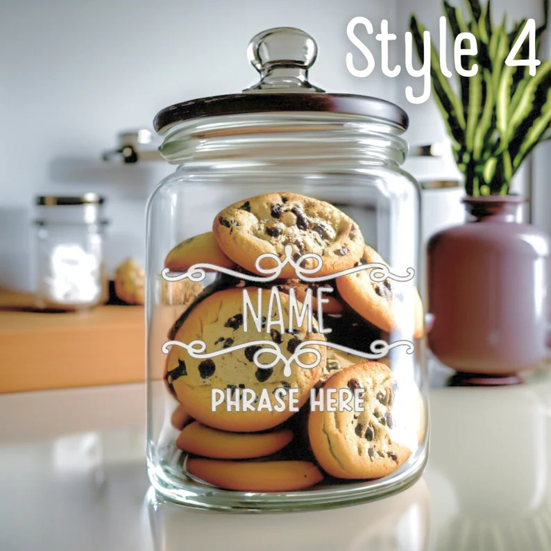 Personalized Etched Glass Cookie Jar