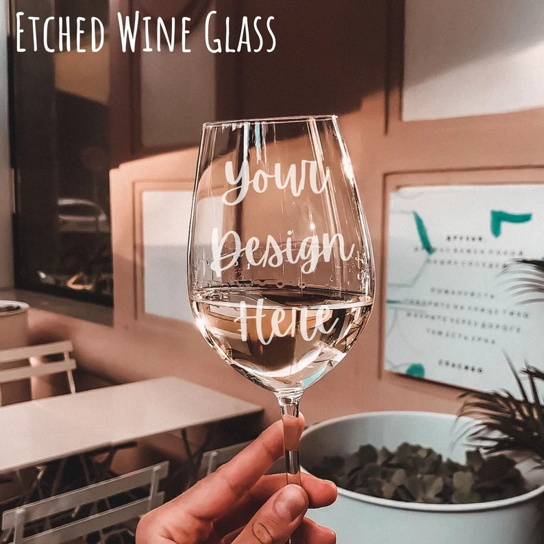 Personalized Etched Wine Glass